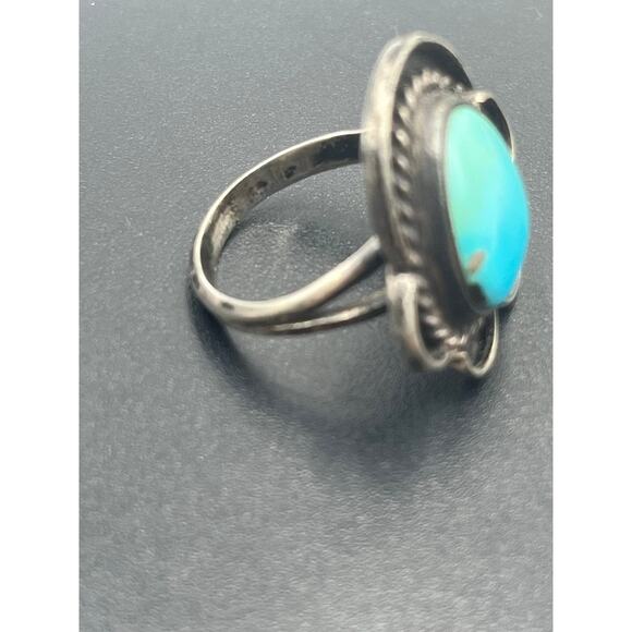 Old Pawn Native American Navajo Sleeping Beauty Turquoise Sterling Ring sz 7.25 - Picture 8 of 8